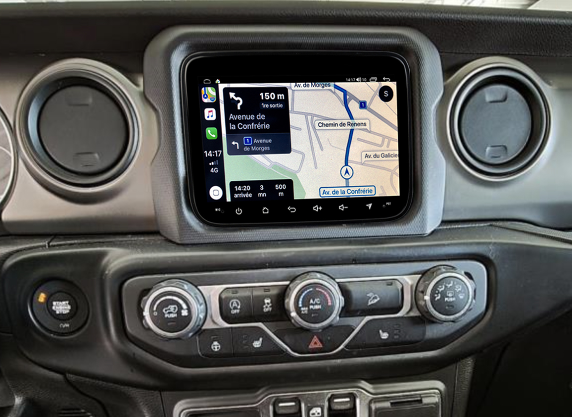 Autoradio tactile GPS Android 13.0 et Apple Carplay Jeep Wrangler de 2018 à 2021