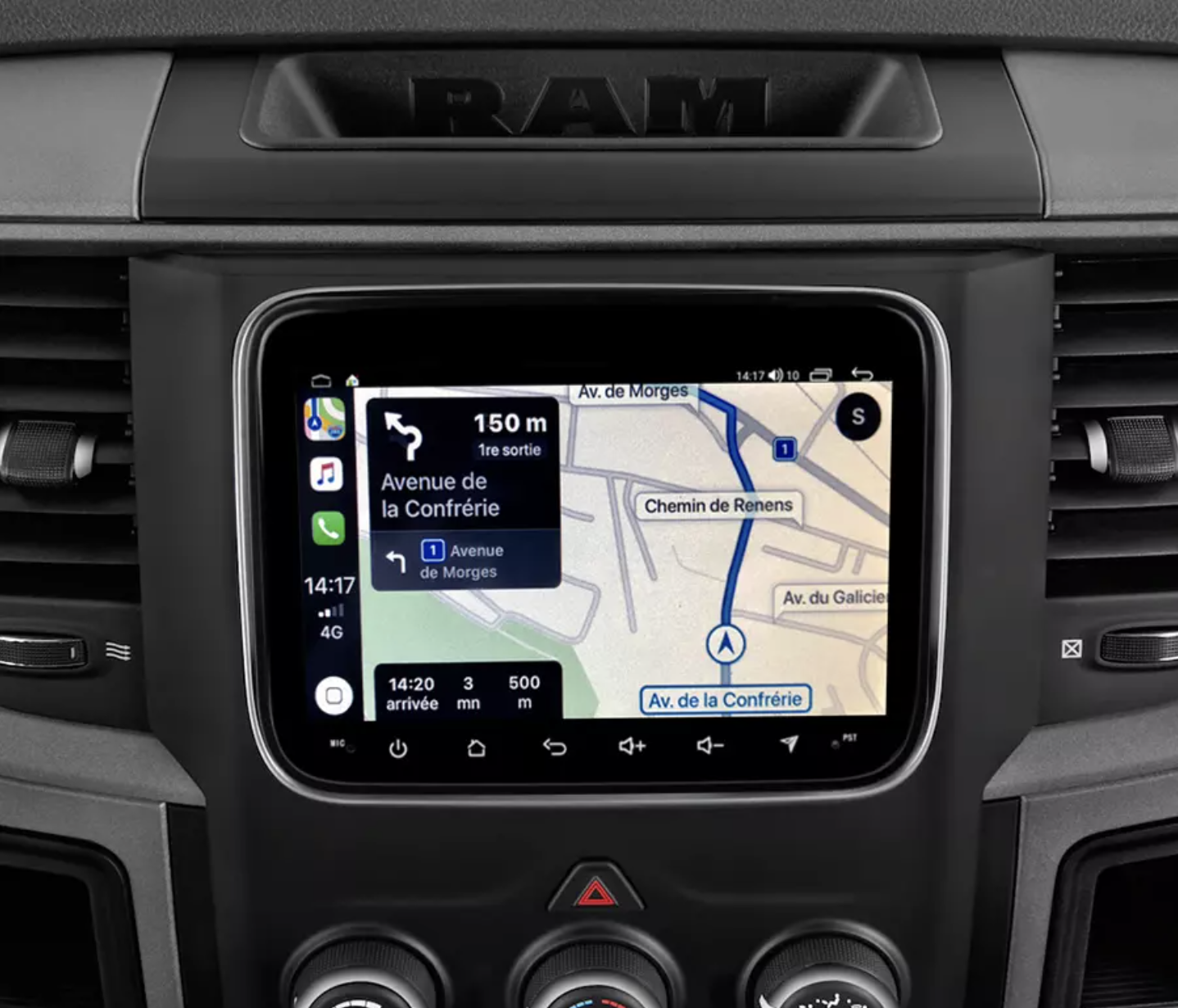 Autoradio tactile GPS Android 13.0 et Apple Carplay Dodge RAM de 2014 à 2018