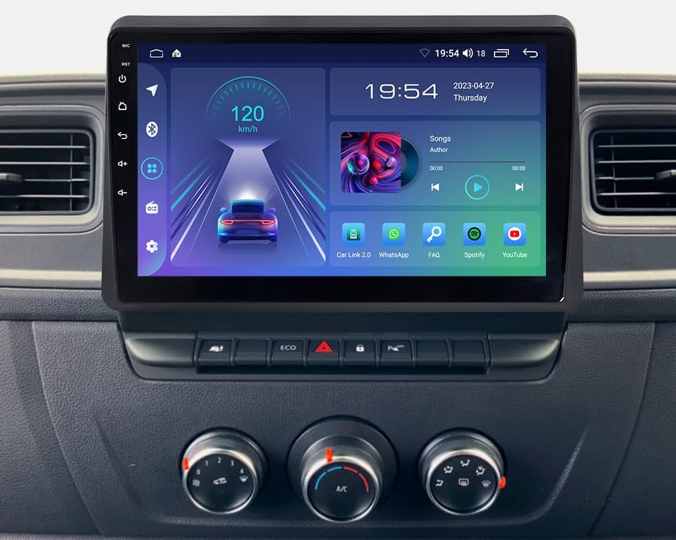 Ecran tactile QLED GPS Apple Carplay et Android Auto sans fil Renault Master de 2019 à 2023
