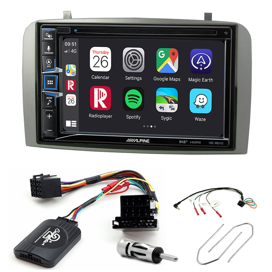 Autoradio tactile Alpine GPS Carplay Alfa Romeo 147 et GT+ Kit complet