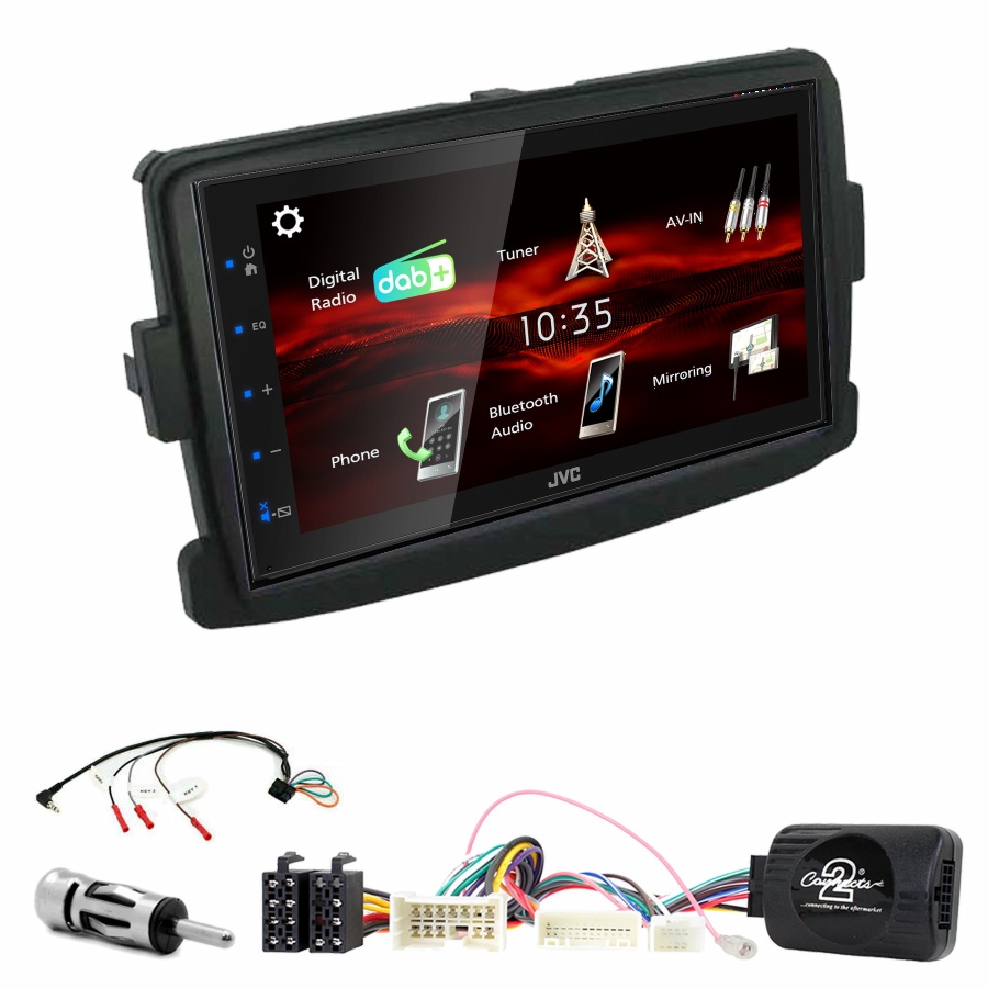 Autoradio JVC CarPlay Dacia Dokker Duster Lodgy Sandero Logan + Kit complet