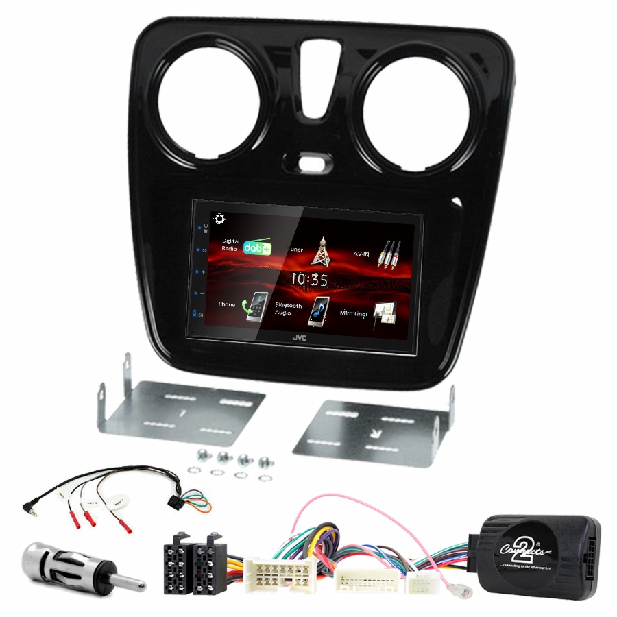 Autoradio JVC CarPlay Dacia Dokker Duster Lodgy Logan Sandero + Kit complet