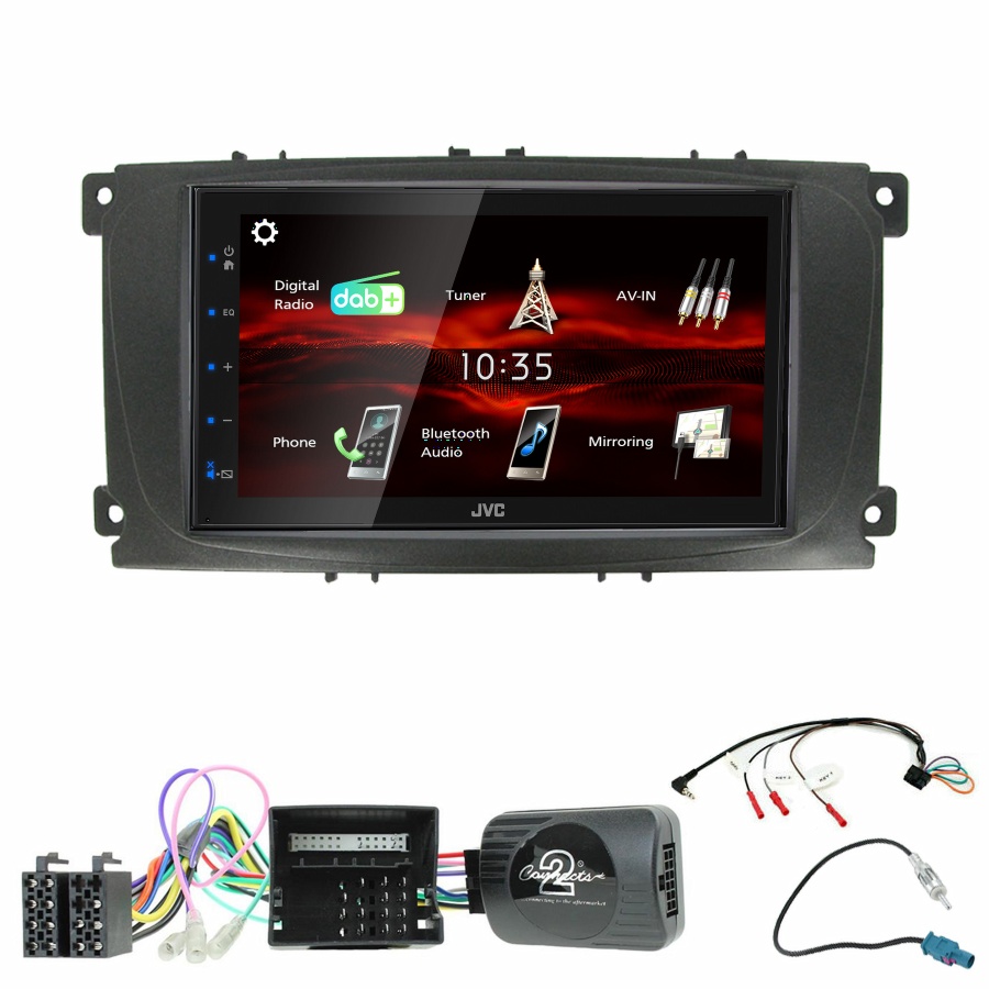 Autoradio JVC CarPlay Ford C-Max et Focus de 2007 à 2010 + Kit complet