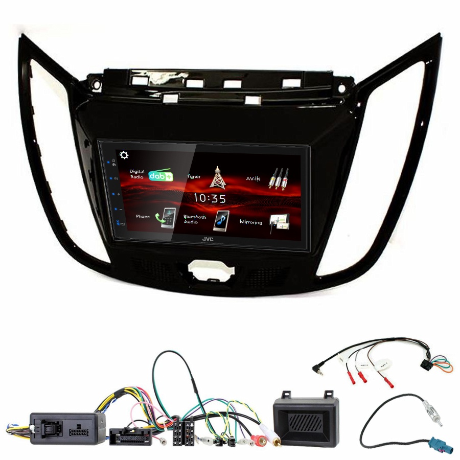 Autoradio JVC CarPlay Ford C-Max et Kuga + Kit complet