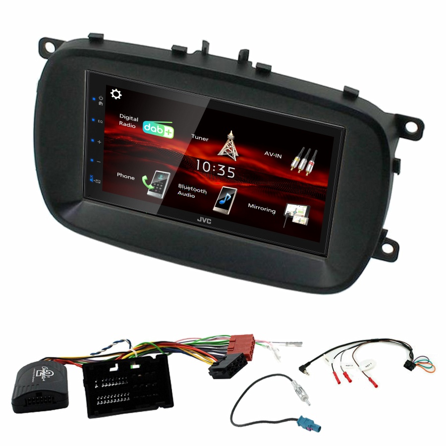 Autoradio JVC CarPlay Fiat 500X de 2015 à 2022 + Kit complet