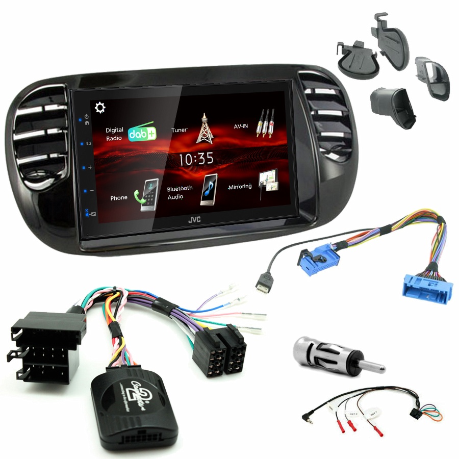 Autoradio JVC CarPlay Fiat 500 de 2007 à 2015 + Kit complet