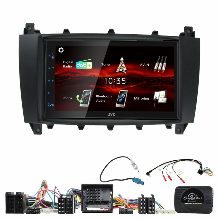 Autoradio JVC CarPlay Mercedes Classe C W203 et Mercedes CLC + Kit complet