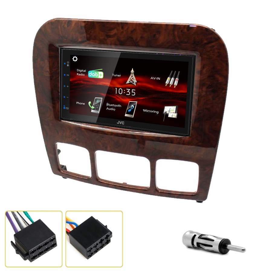 Autoradio JVC CarPlay Mercedes Classe S de 1999 à 2005 + Kit complet