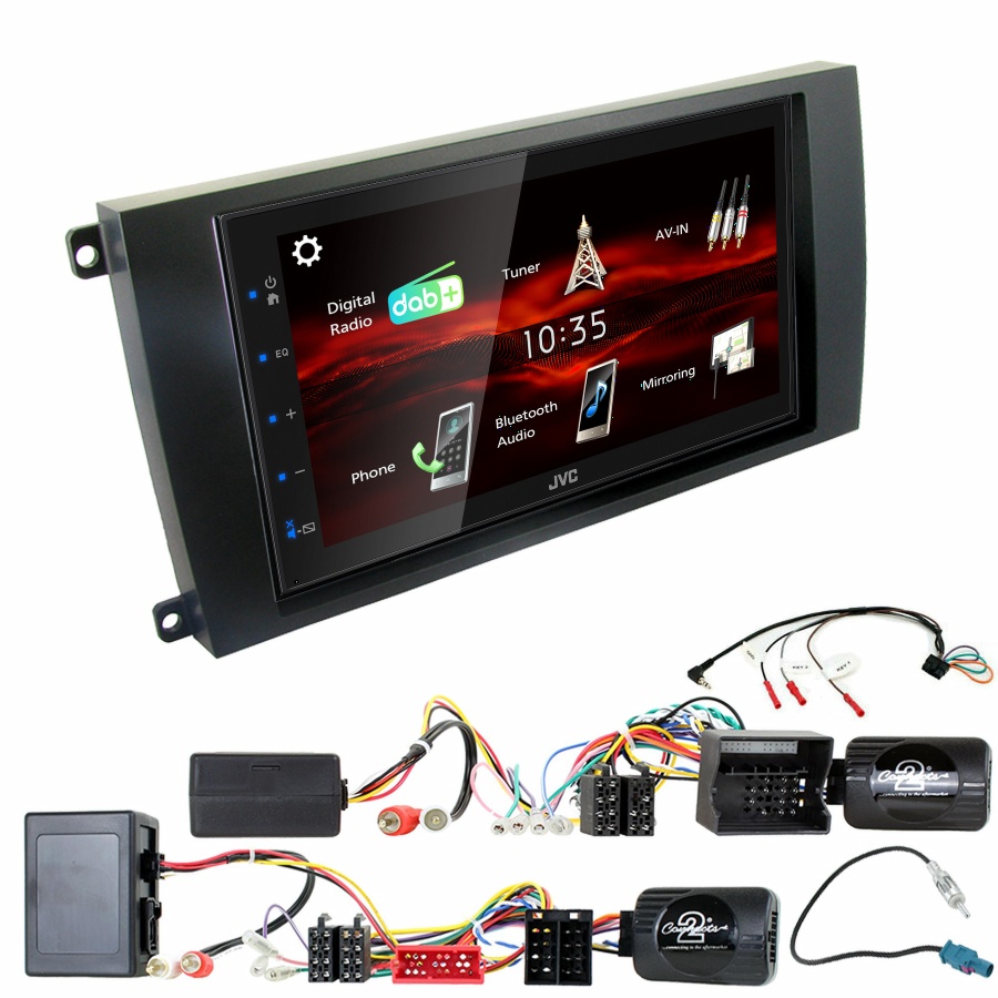 Autoradio JVC CarPlay Porsche Cayenne de 2002 à 2010 + Kit complet