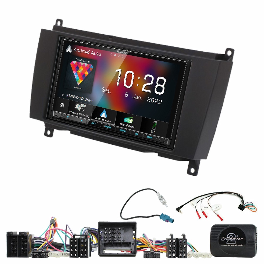 Autoradio Kenwood CarPlay GPS Mercedes CLK de 2006 à 2010 - Kit complet