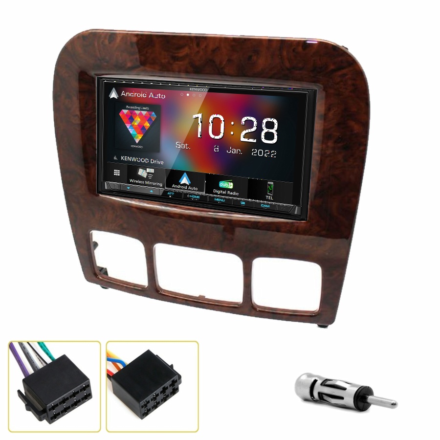 Autoradio Kenwood CarPlay GPS Mercedes Classe S de 1999 à 2005 - Kit complet