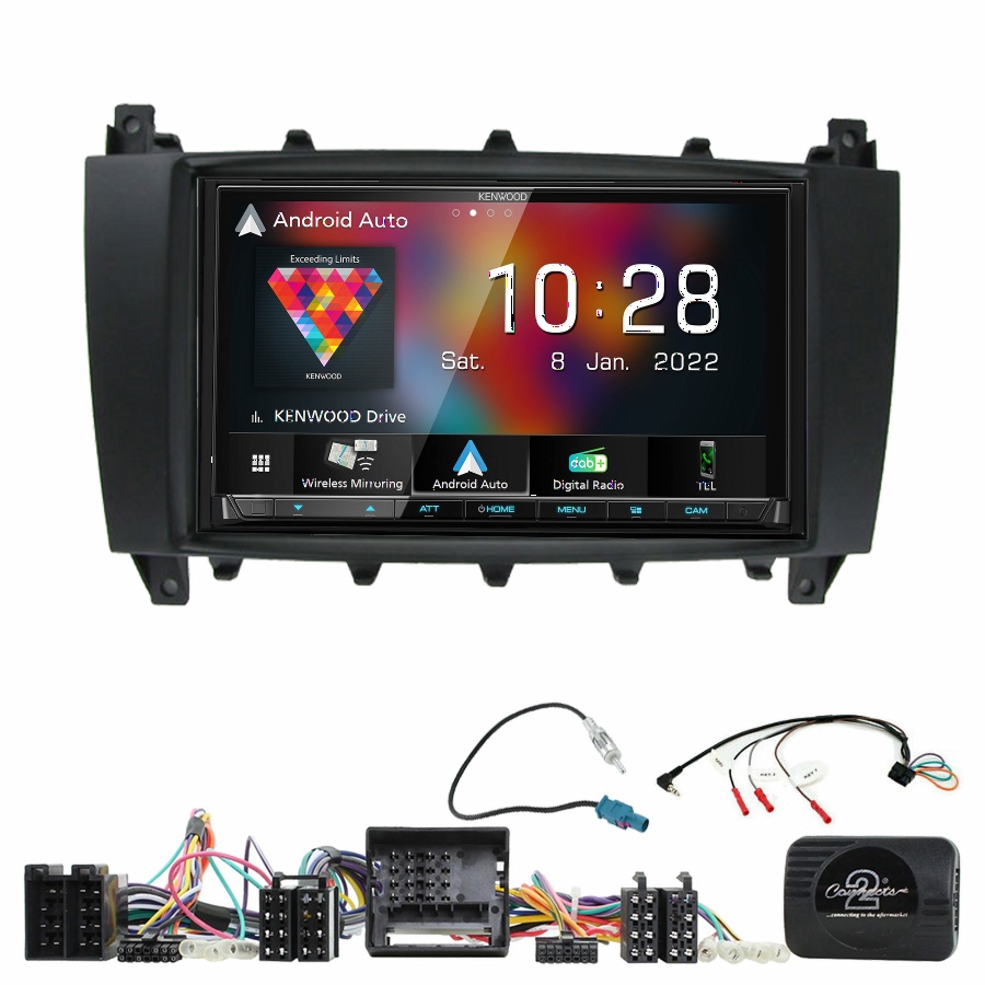 Autoradio Kenwood CarPlay GPS Mercedes Classe C W203 et CLC - Kit complet
