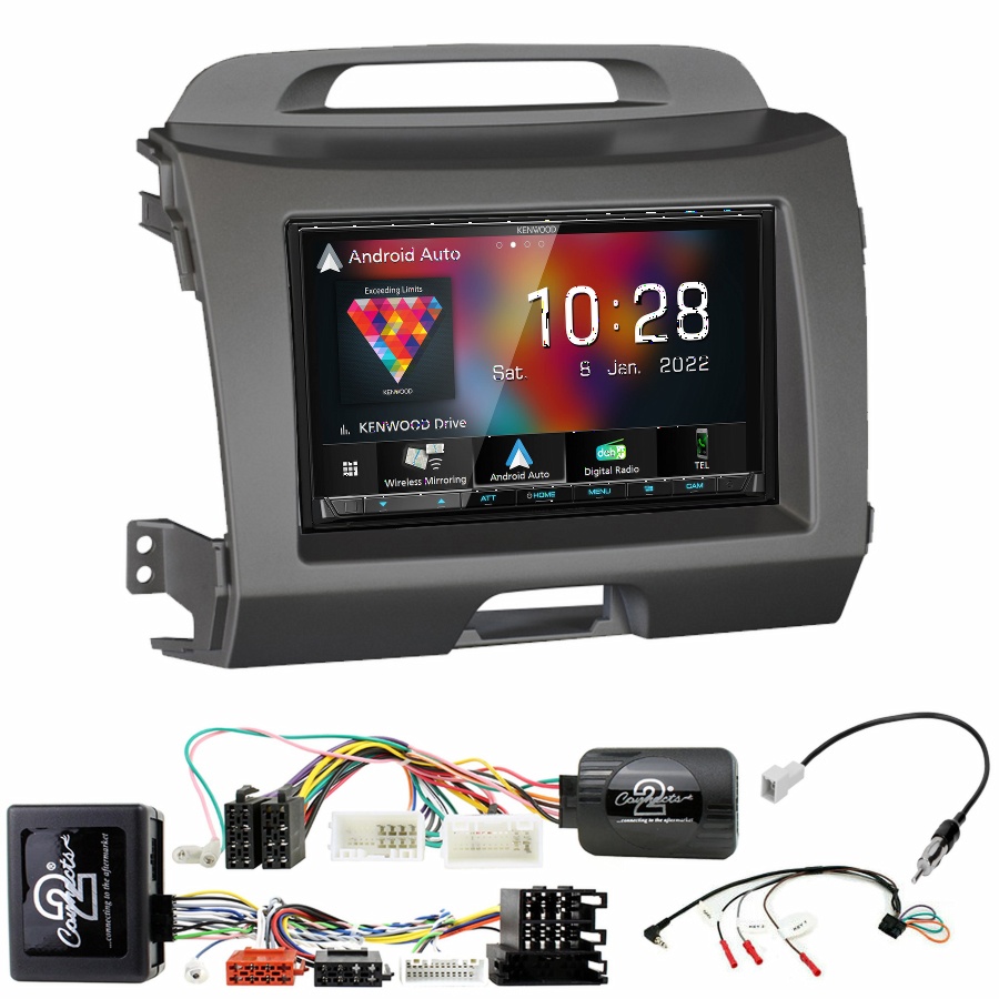 Autoradio Kenwood CarPlay GPS Kia Sportage de 08/2010 à 2015 - Kit complet