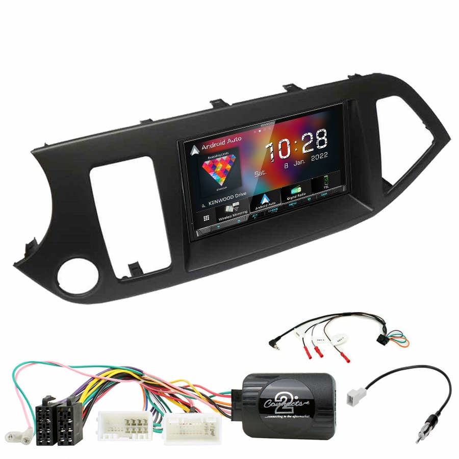 Autoradio Kenwood CarPlay GPS Kia Picanto de 2011 à 2016 - Kit complet