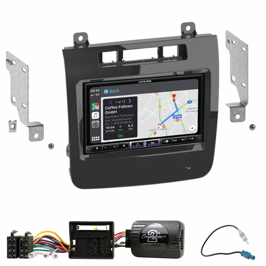 Autoradio tactile Alpine GPS Carplay Volkswagen Touareg de 04/2010 à 10/2014+ Kit complet