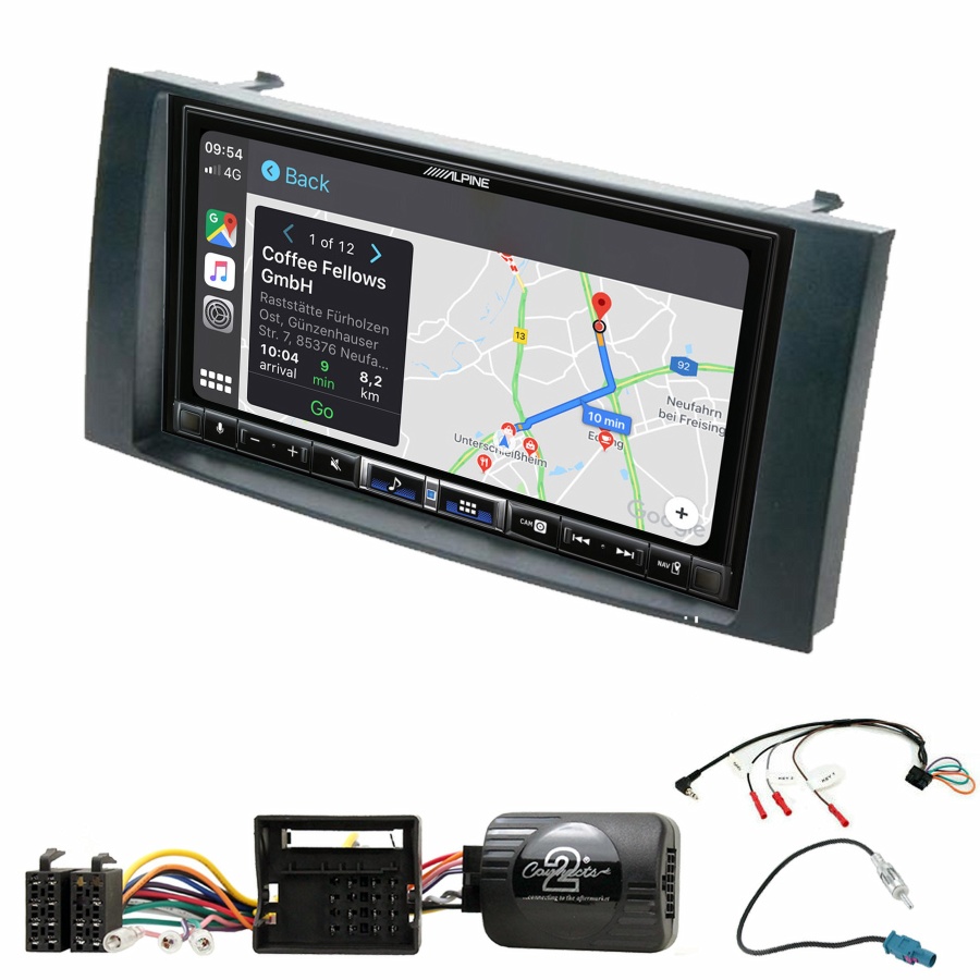Autoradio tactile Alpine GPS Carplay Volkswagen Touareg, Multivan, Transporter et Caravelle de 2003 à 2010+ Kit complet