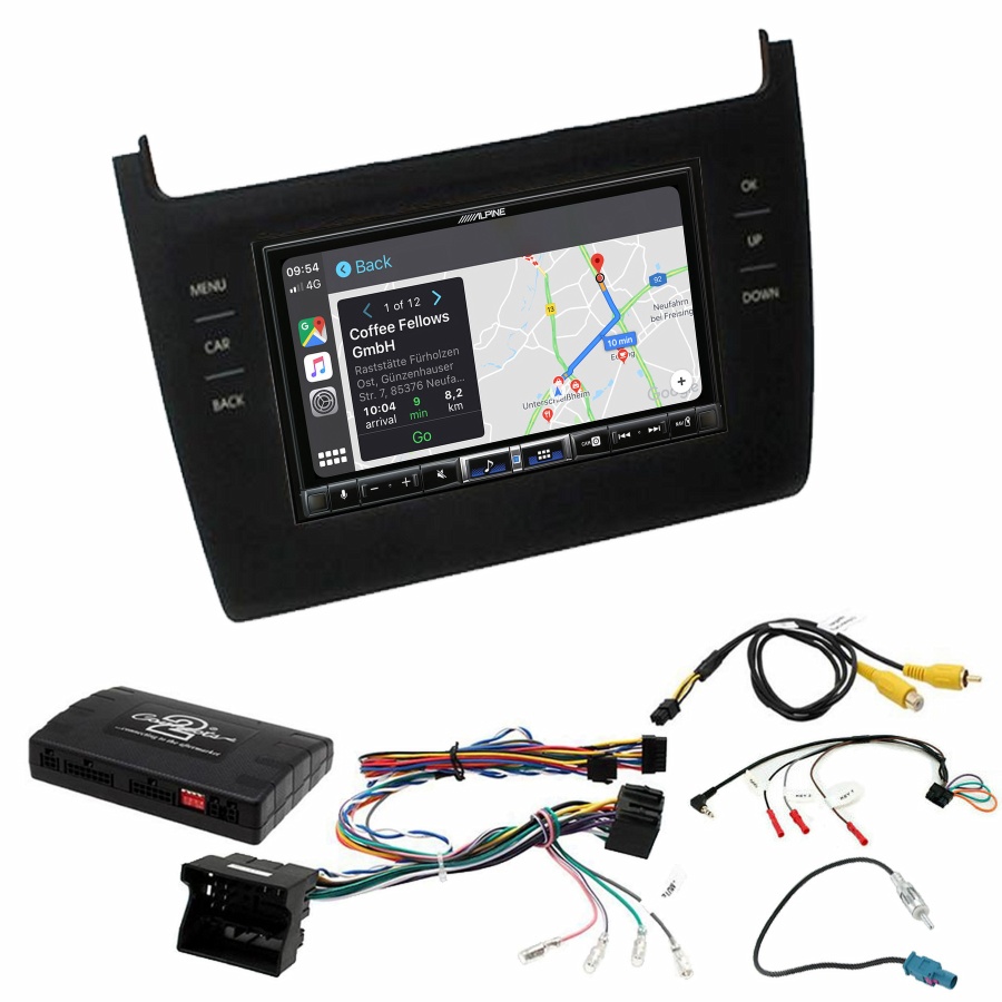 Autoradio tactile Alpine GPS Carplay Volkswagen Polo de 2014 à 2017+ Kit complet