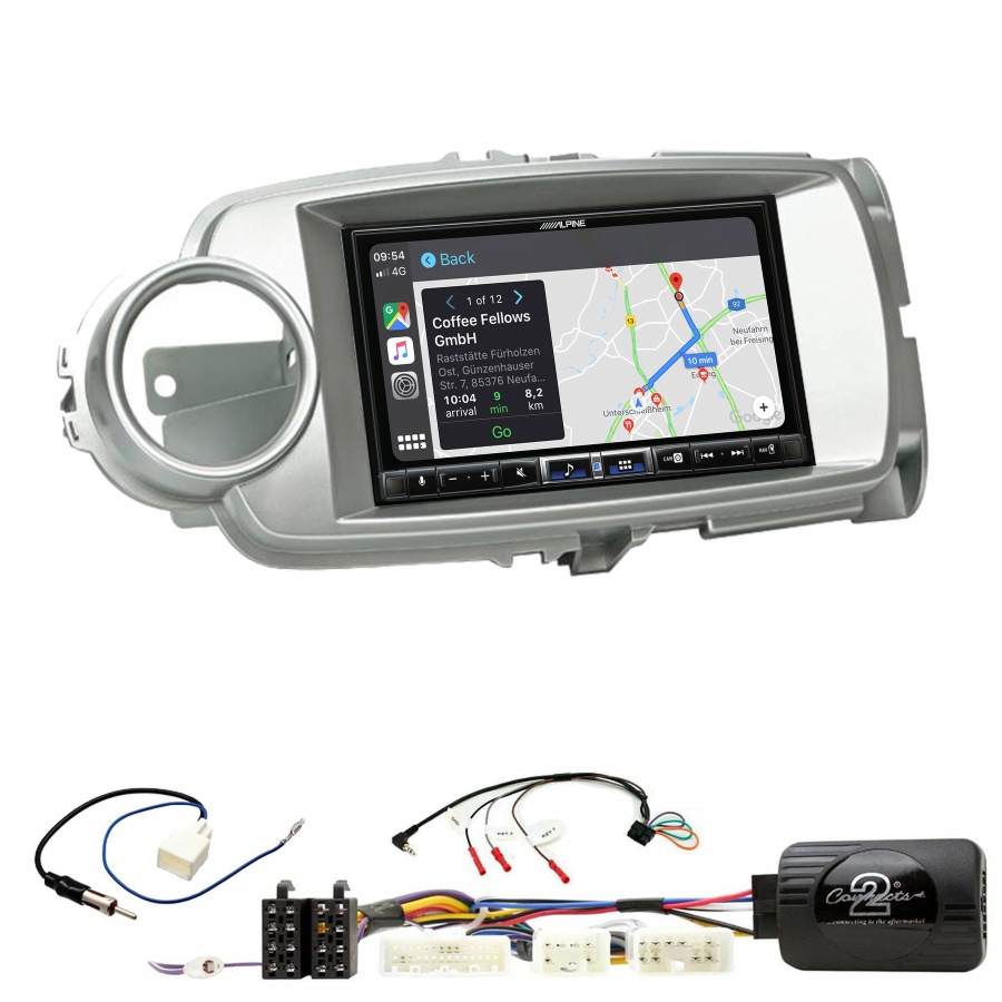 Autoradio tactile Alpine GPS Carplay Toyota Yaris de 10/2011 à 2014+ Kit complet