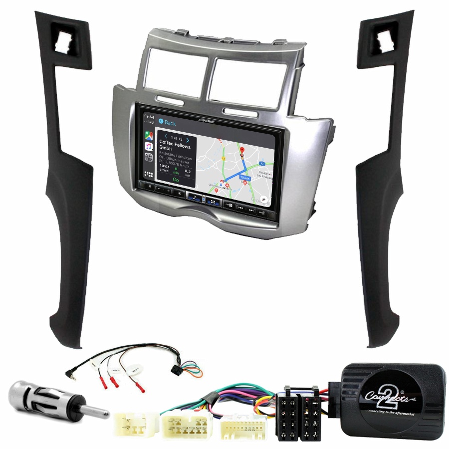 Autoradio tactile Alpine GPS Carplay Toyota Yaris de 2006 à 2011+ Kit complet