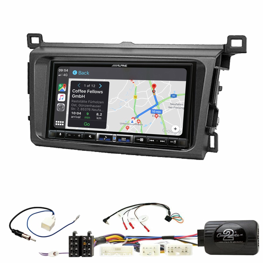 Autoradio tactile Alpine GPS Carplay Toyota RAV4 de 2013 à 2018+ Kit complet