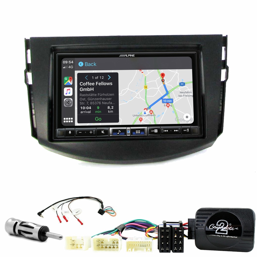 Autoradio tactile Alpine GPS Carplay Toyota RAV4 de 03/2006 à 03/2013+ Kit complet