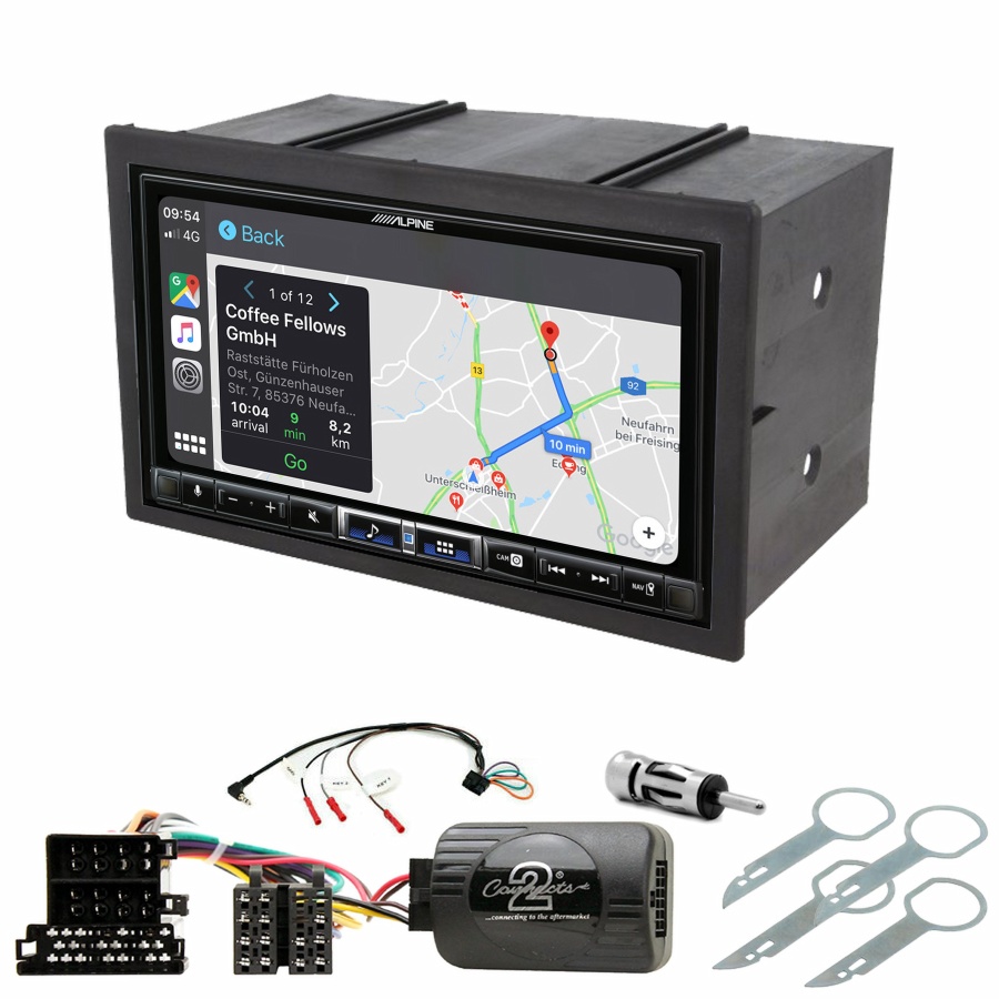 Autoradio tactile Alpine GPS Carplay Volkswagen Fox Sharan Transporter Polo Golf Bora Lupo et Passat+ Kit complet