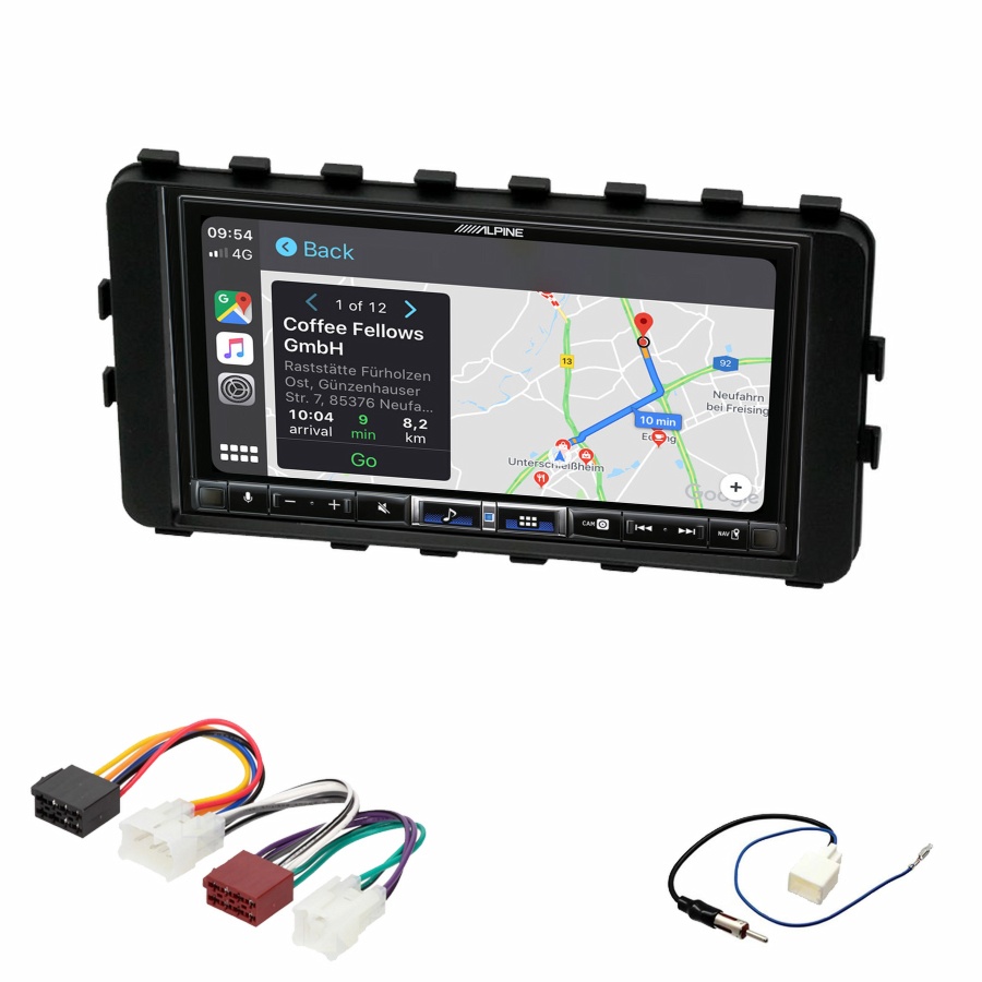 Autoradio tactile Alpine GPS Carplay Toyota IQ de 01/2009 à 2016+ Kit complet