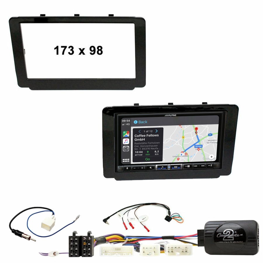 Autoradio tactile Alpine GPS Carplay Toyota Hilux depuis 2015+ Kit complet