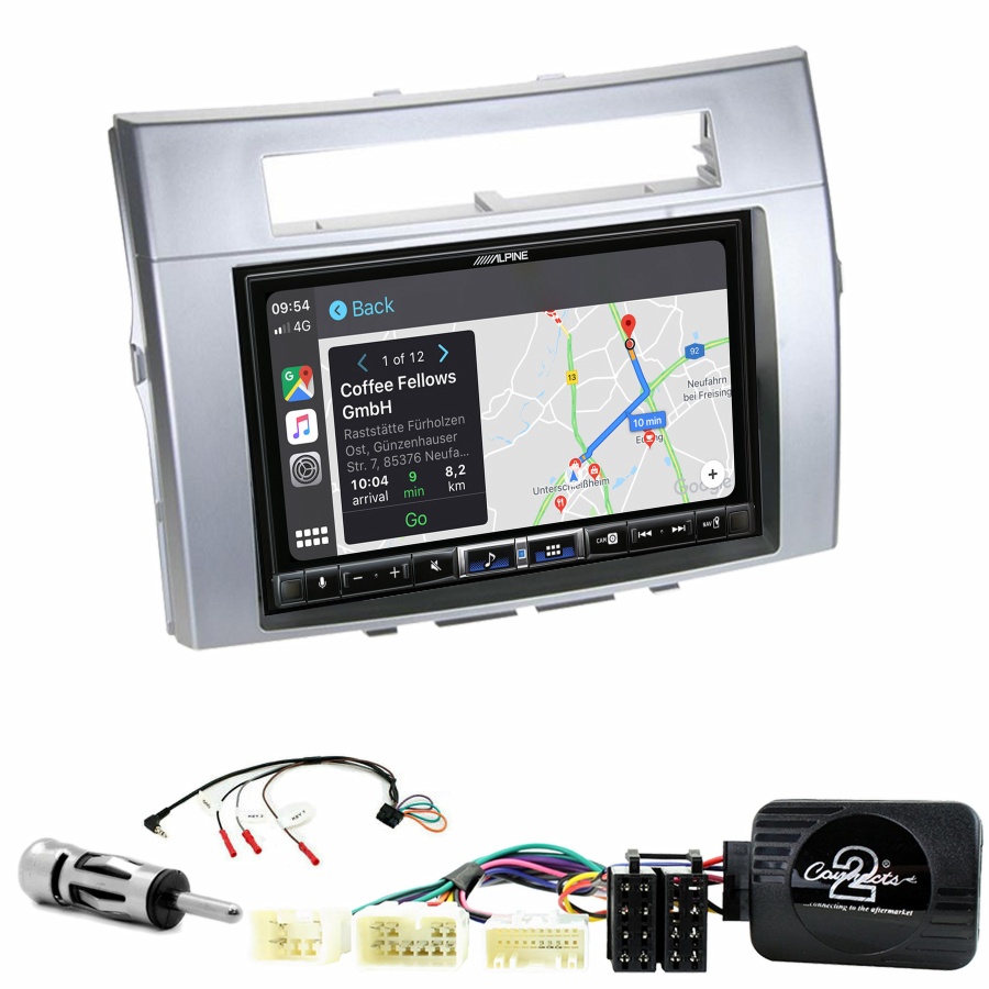 Autoradio tactile Alpine GPS Carplay Toyota Corolla Verso de 04/2004 à 03/2009+ Kit complet