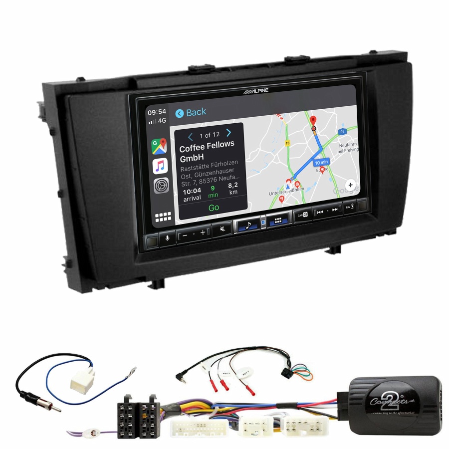 Autoradio tactile Alpine GPS Carplay Toyota Avensis de 2009 à 2013+ Kit complet
