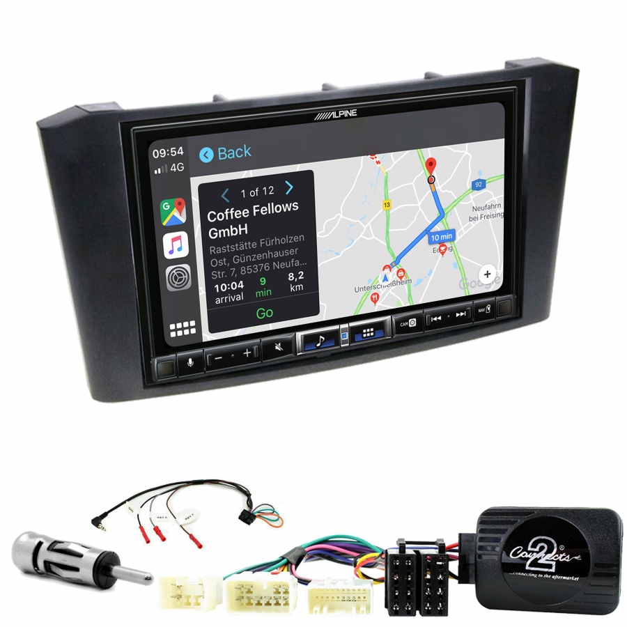 Autoradio tactile Alpine GPS Carplay Toyota Avensis de 2003 à 2008+ Kit complet