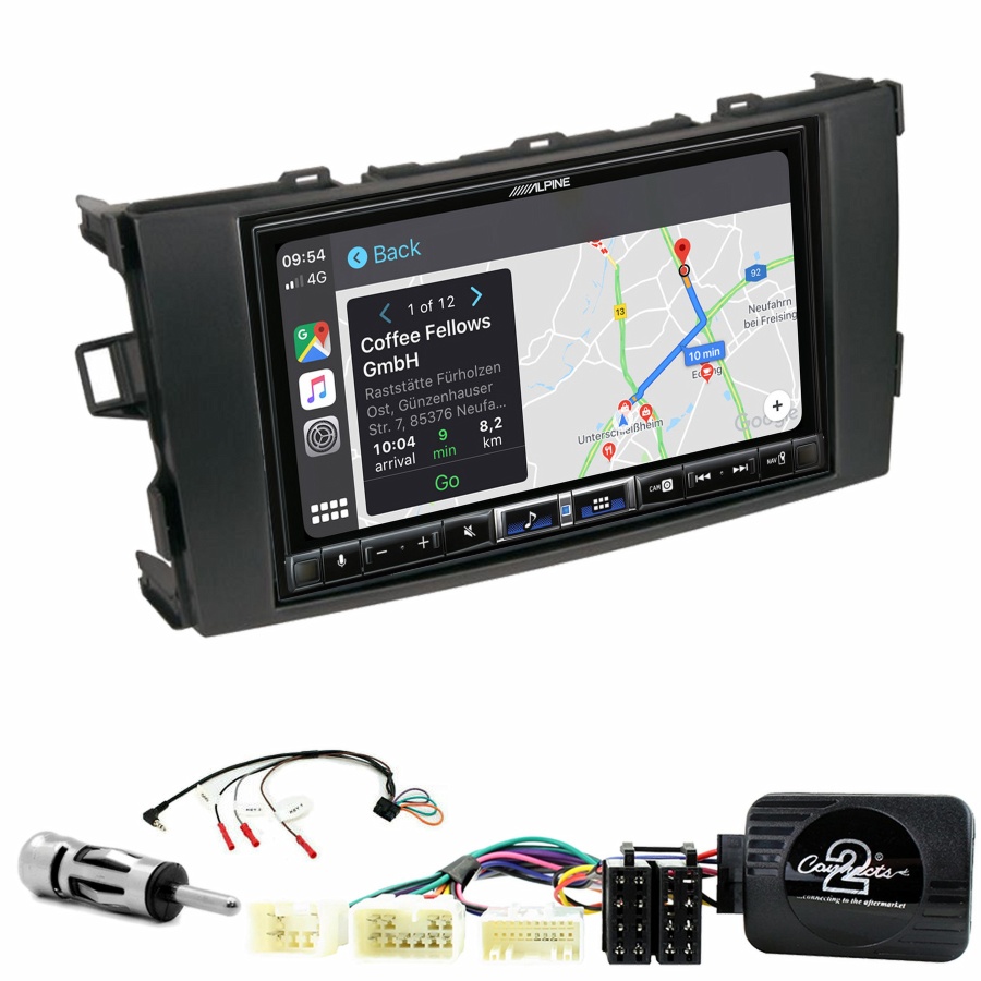 Autoradio tactile Alpine GPS Carplay Toyota Auris de 2007 à 2012+ Kit complet