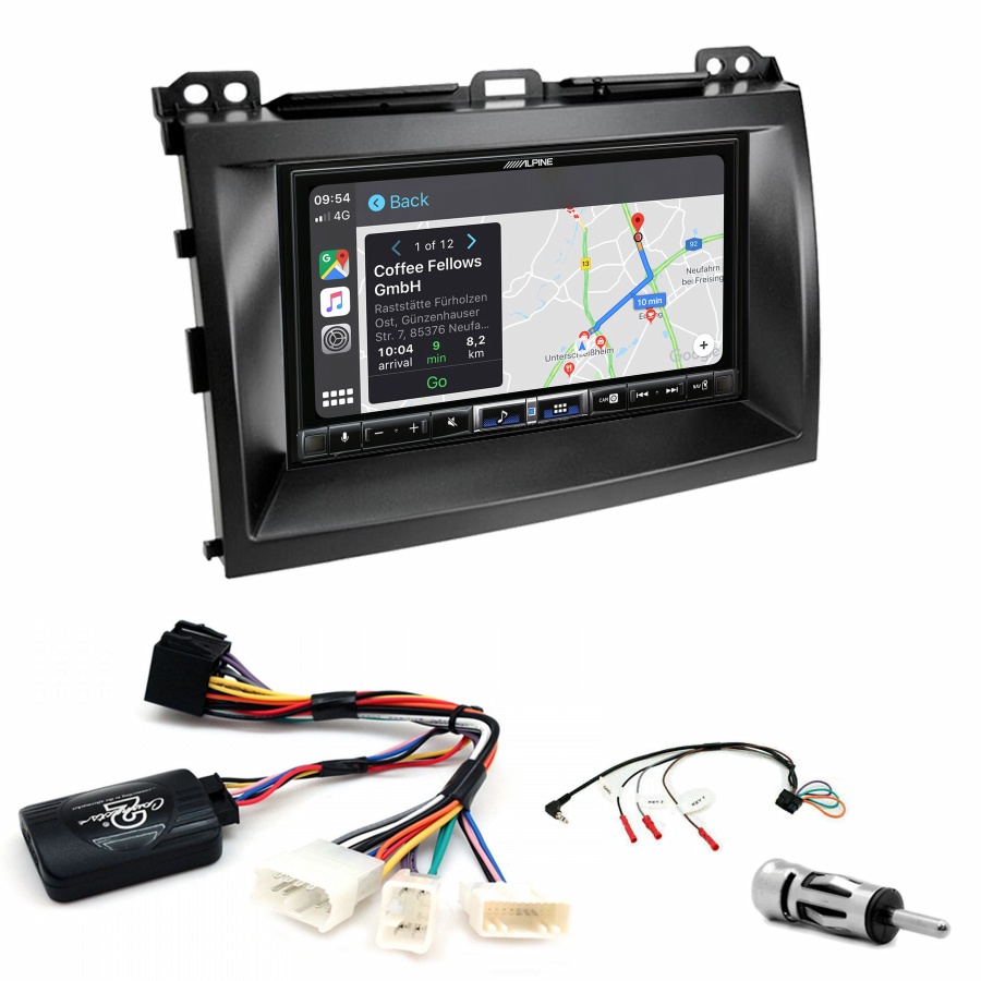 Autoradio tactile Alpine GPS Carplay Toyota Land Cruiser de 2002 à 2009+ Kit complet