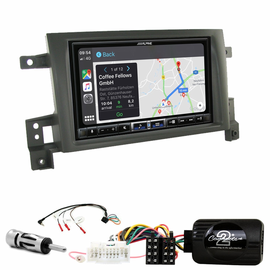 Autoradio tactile Alpine GPS Carplay Suzuki Grand Vitara de 09/2005 à 2011+ Kit complet