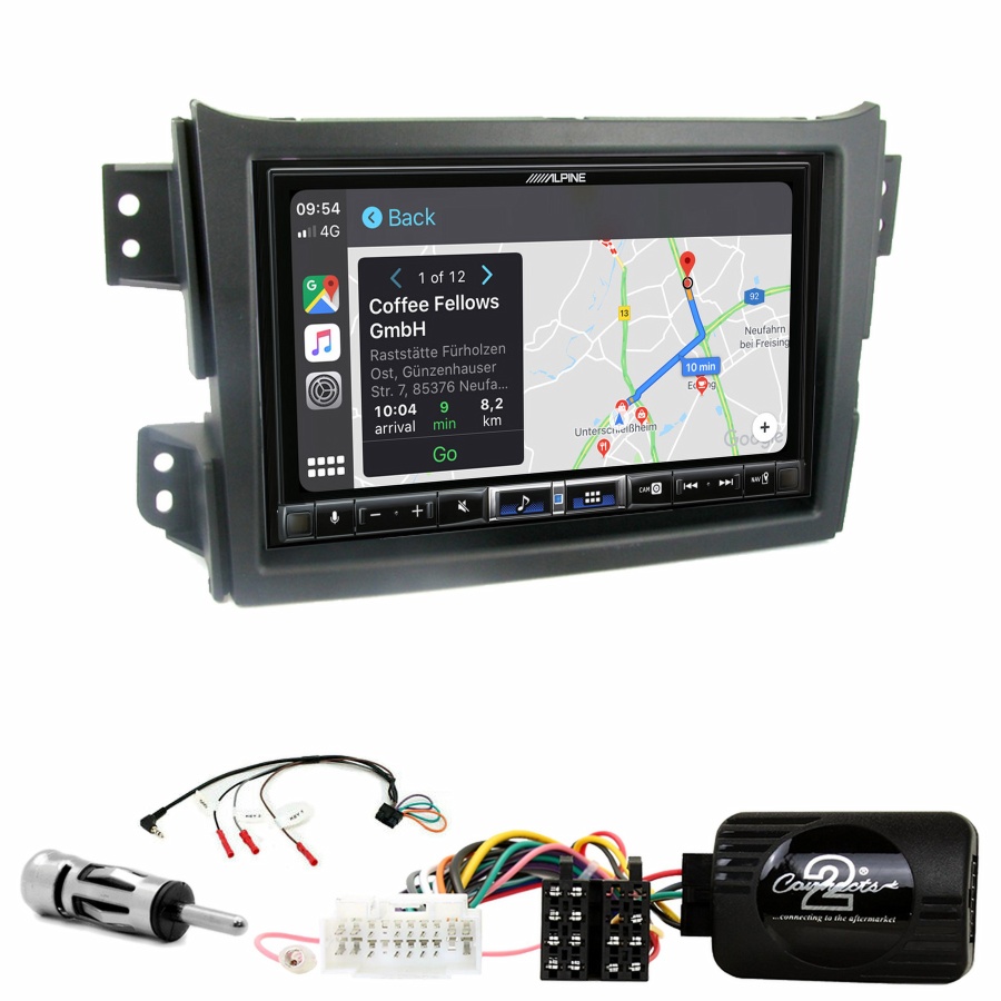 Autoradio tactile Alpine GPS Carplay Suzuki Splash de 2008 à 2015+ Kit complet