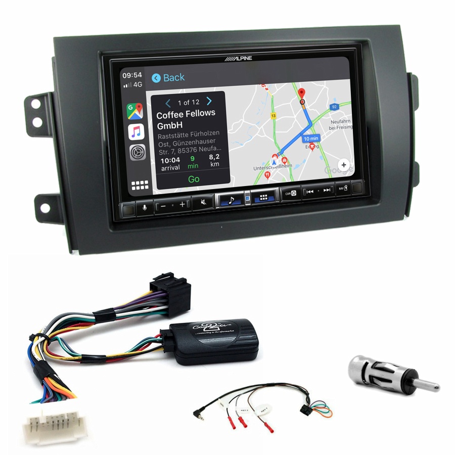 Autoradio tactile Alpine GPS Carplay Suzuki SX4+ Kit complet