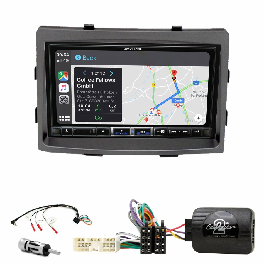 Autoradio tactile Alpine GPS Carplay Ssangyong Rodius depuis 2013+ Kit complet
