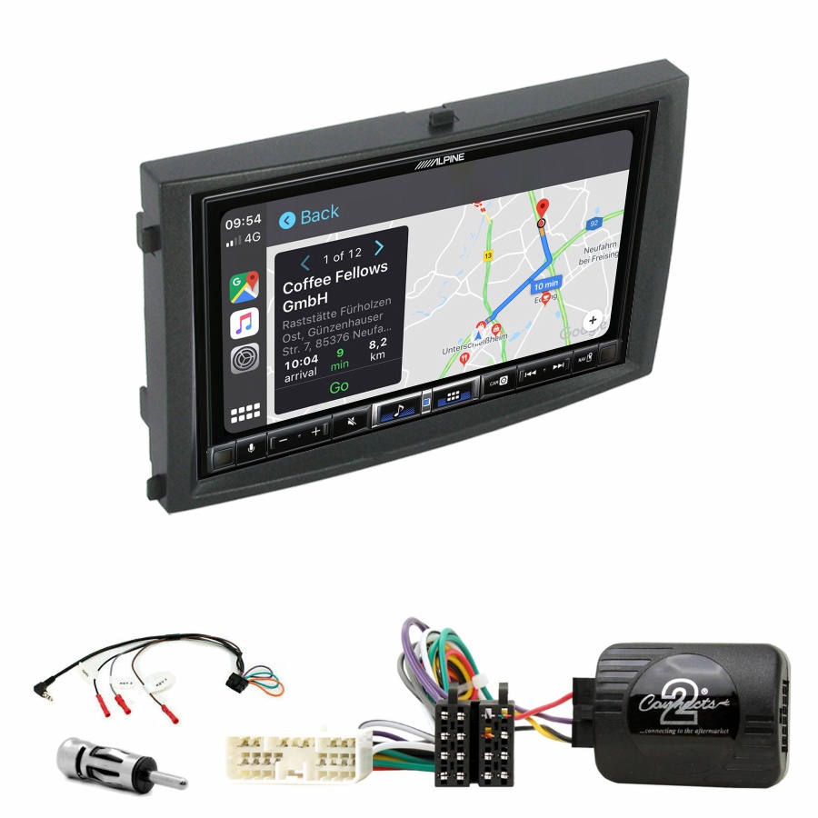 Autoradio tactile Alpine GPS Carplay Ssangyong Rexton de 2006 à 2012+ Kit complet