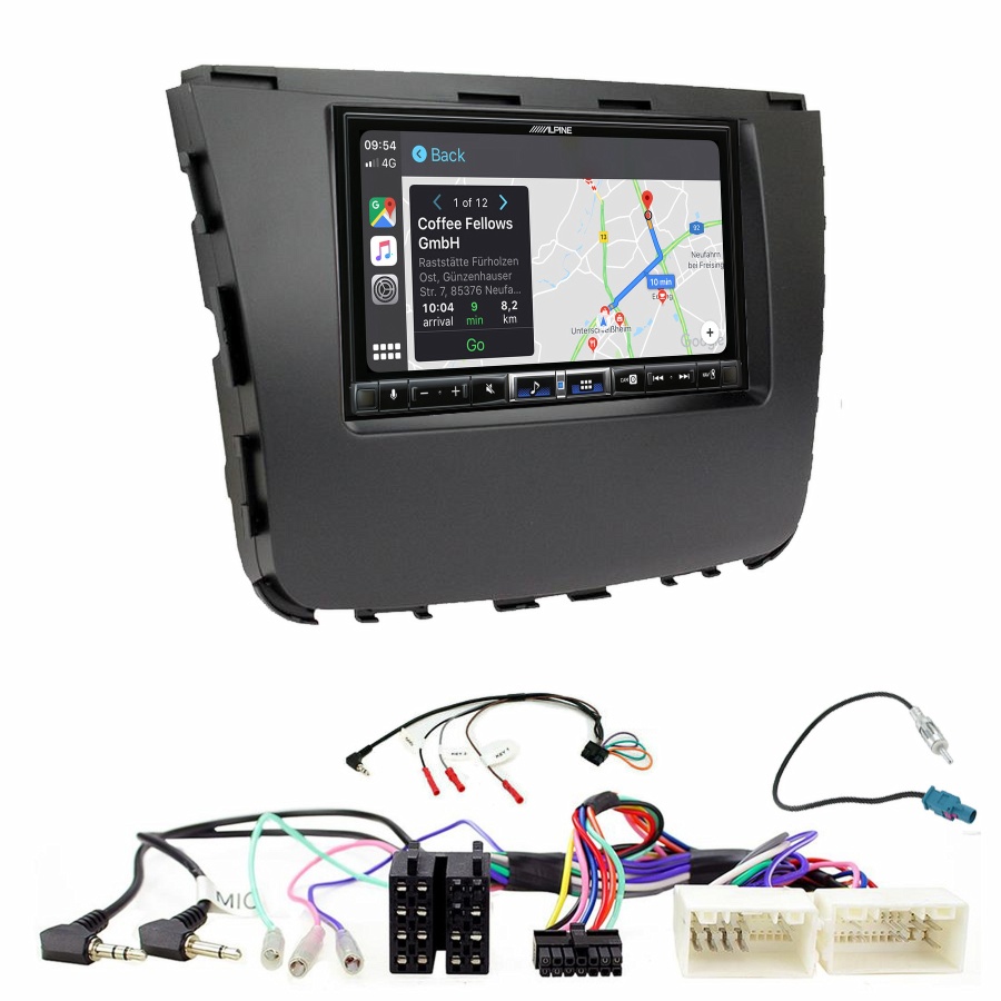 Autoradio tactile Alpine GPS Carplay Ssangyong Musso depuis 2018+ Kit complet