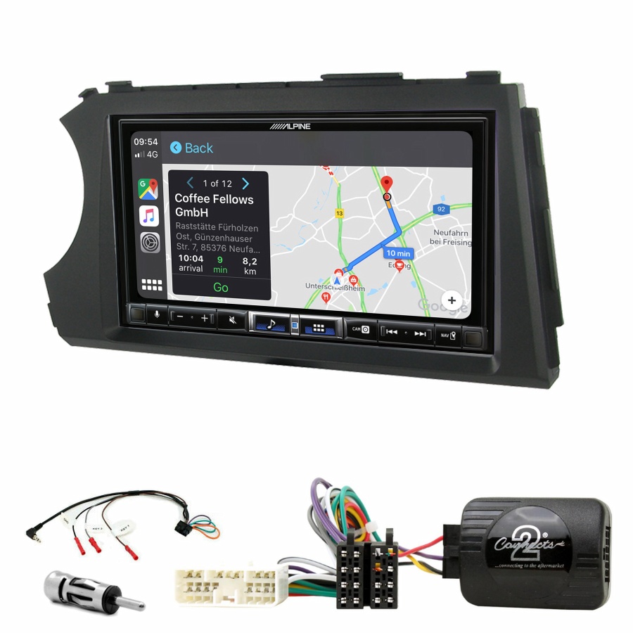 Autoradio tactile Alpine GPS Carplay Ssangyong Kyron et Actyon de 2006 à 2012+ Kit complet