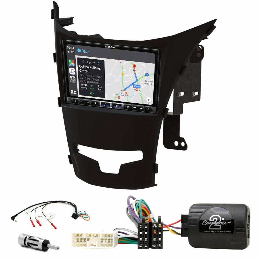 Autoradio tactile Alpine GPS Carplay Ssangyong Korando de 2014 à 2019+ Kit complet