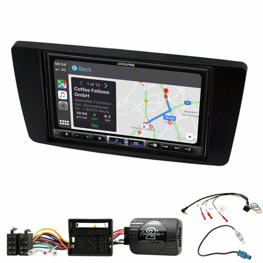 Autoradio tactile Alpine GPS Carplay Skoda Octavia et Yeti+ Kit complet