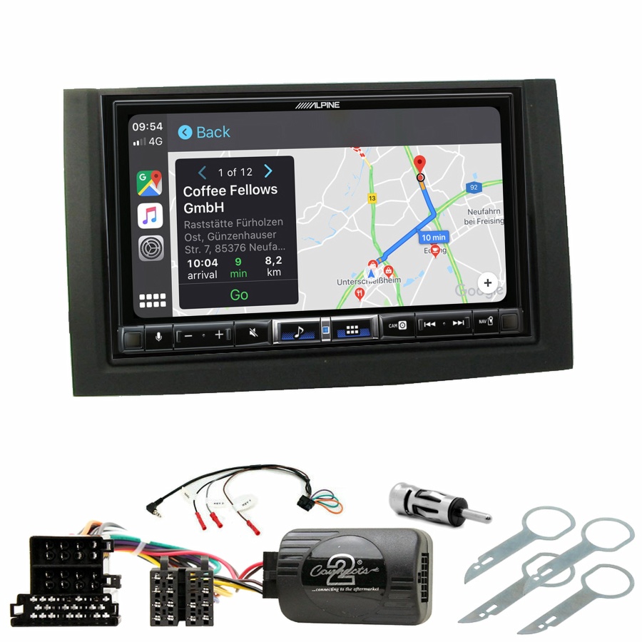 Autoradio tactile Alpine GPS Carplay Skoda Fabia de 08/2004 à 12/2007+ Kit complet