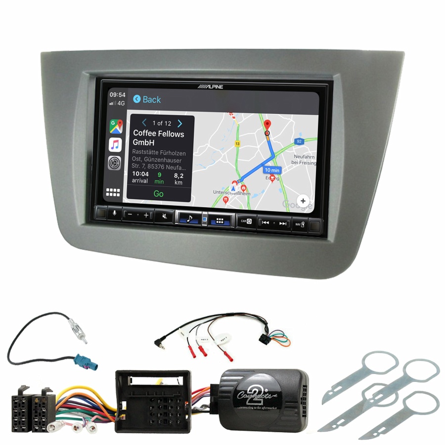 Autoradio tactile Alpine GPS Carplay Seat Altea, Altea XL et Toledo+ Kit complet