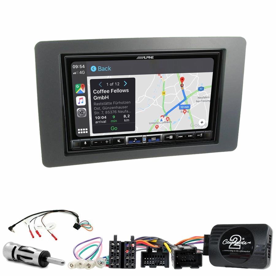 Autoradio tactile Alpine GPS Carplay Saab 9-5 de 2005 à 2009+ Kit complet
