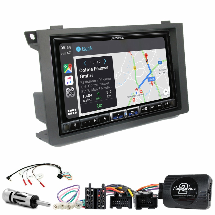 Autoradio tactile Alpine GPS Carplay Saab 9-3 de 2006 à 2011+ Kit complet