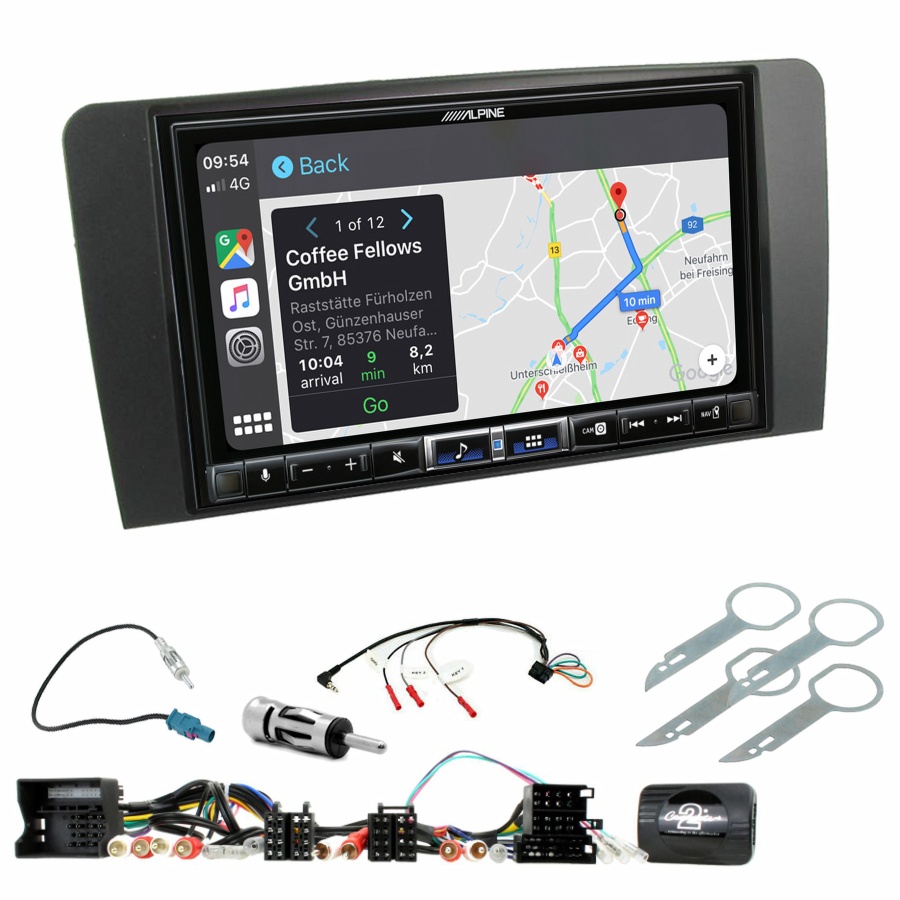 Autoradio tactile Alpine GPS Carplay Audi A3 de 2003 à 2012+ Kit complet