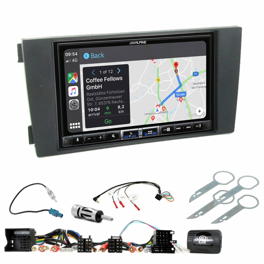 Autoradio tactile Alpine GPS Carplay Audi A6 de 2001 à 2005+ Kit complet