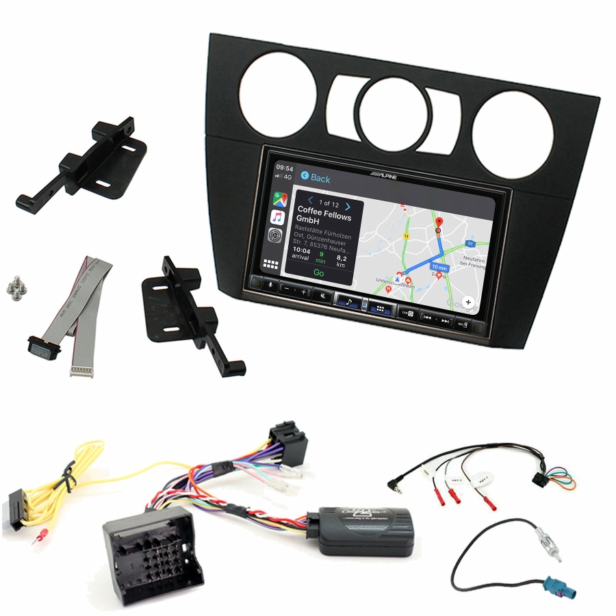 Autoradio tactile Alpine GPS Carplay BMW Série 3 de 2005 à 2012+ Kit complet