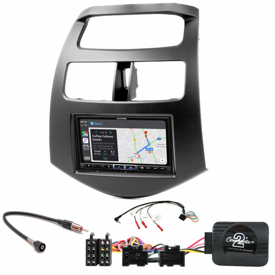 Autoradio tactile Alpine GPS Carplay Chevrolet Spark de 2010 à 2015+ Kit complet